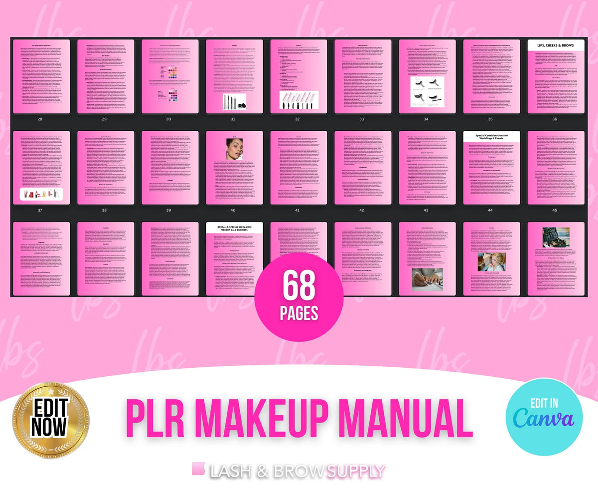 PLR Makeup Manual | MUA Training Guide | Canva Ebook Template | Color Theory, Bridal Makeup, Face Charts | Instant Download
