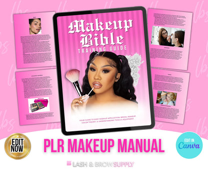 PLR Makeup Manual | MUA Training Guide | Canva Ebook Template | Color Theory, Bridal Makeup, Face Charts | Instant Download