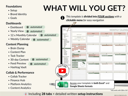 Ultimate Content Planner | Google Sheets + Excel | Social Media Calendar, Content Tracker, Finance Hub | Instant Download