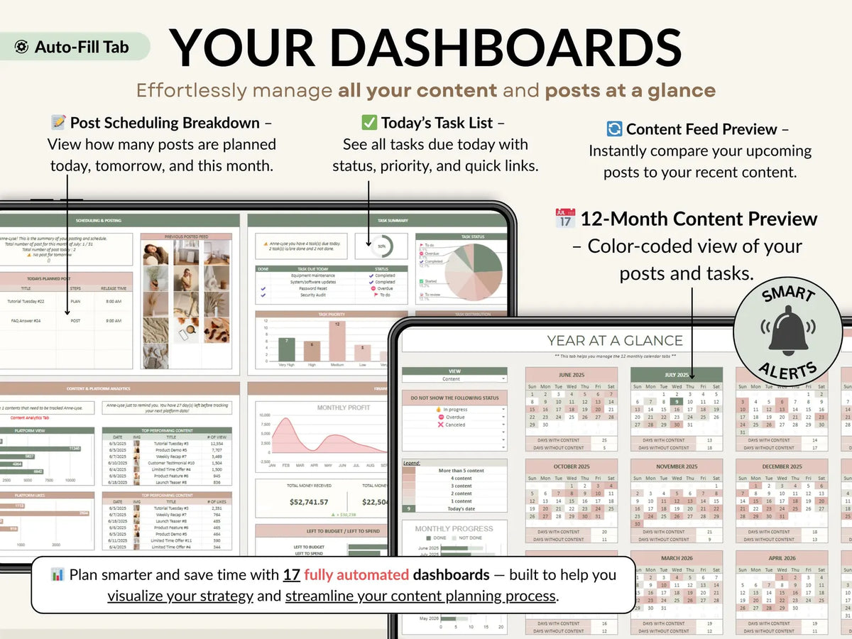 Ultimate Content Planner | Google Sheets + Excel | Social Media Calendar, Content Tracker, Finance Hub | Instant Download