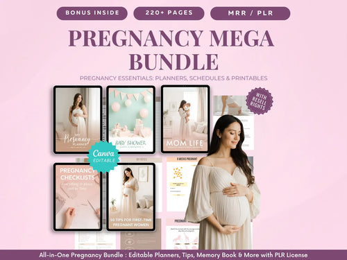 Pregnancy Mega Bundle | MRR + PLR | Pregnancy Planner, Baby Shower, Checklists, Mom Life | Instant Download