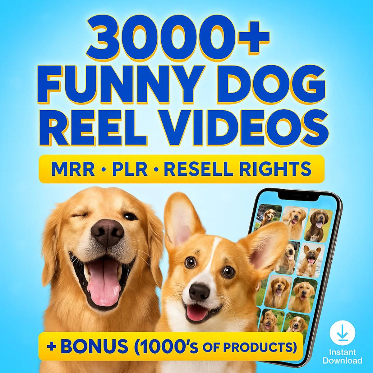 3000+ Funny Dog Reel Videos Bundle | MRR PLR Resell Rights | Faceless Reels