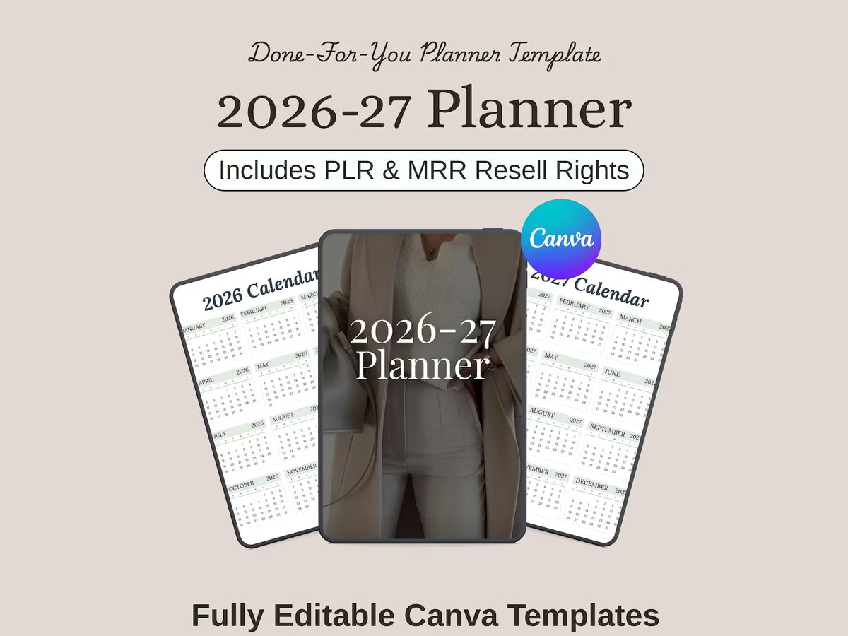 2026 All-in-One Digital Planner | Editable Canva Template | PLR MRR