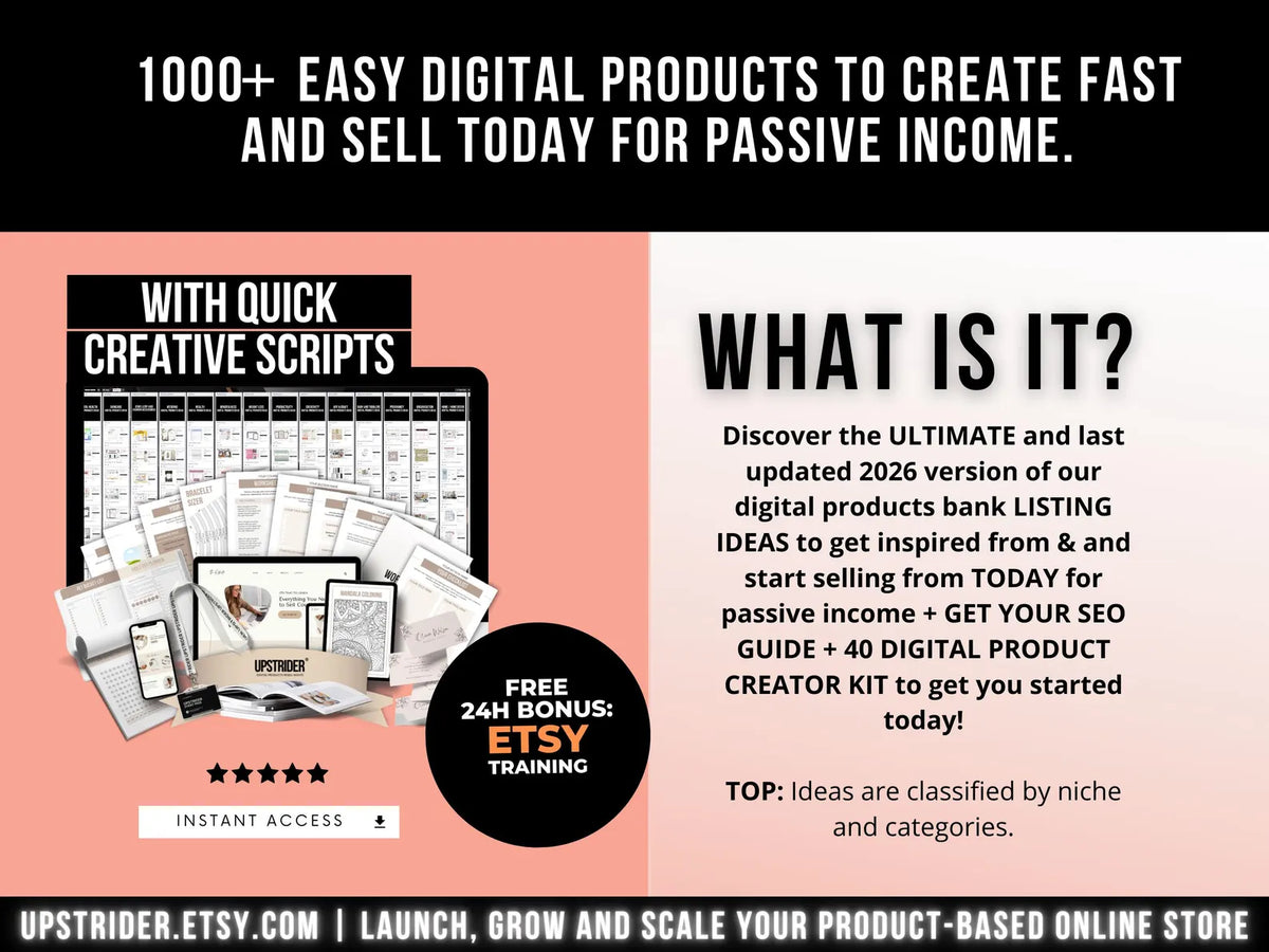 1000+ Digital Product Ideas to Create & Sell for Passive Income | Etsy Bestsellers Guide | Instant Download
