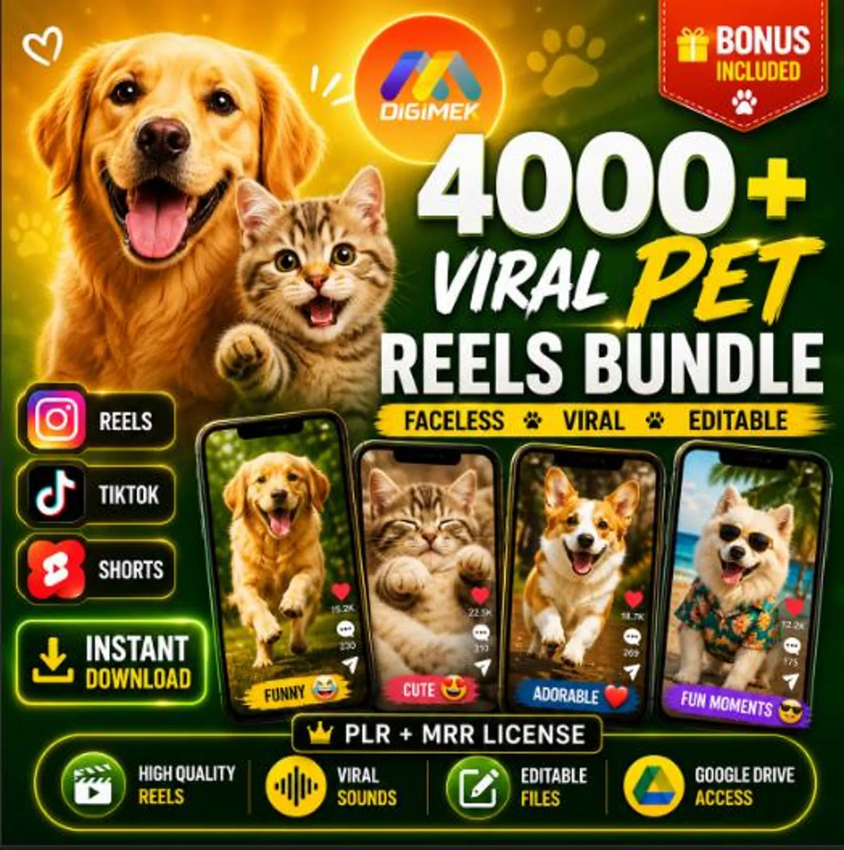 4000+ Viral Pet Videos Bundle | Dog & Cat Reels | Instagram Reels, TikTok, YouTube Shorts | Instant Download