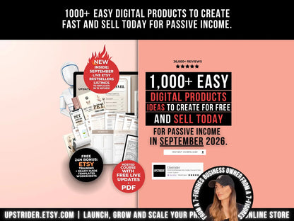 1000+ Digital Product Ideas to Create & Sell for Passive Income | Etsy Bestsellers Guide | Instant Download