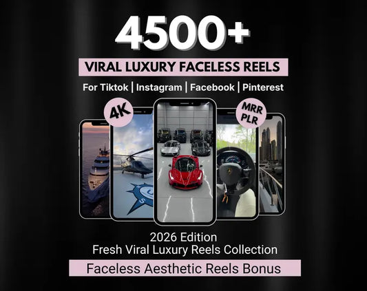 4500+ Viral Luxury Faceless Reels Bundle | Rich Lifestyle Videos | Instagram TikTok | PLR MRR