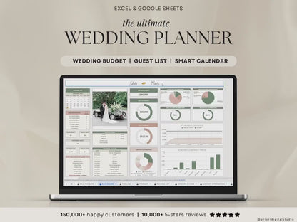 Ultimate Wedding Planner Spreadsheet | Google Sheets + Excel | Budget Tracker, Guest List, Timeline & Seating Plan | Instant Download