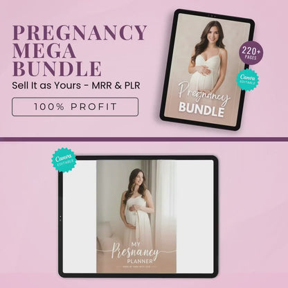 Pregnancy Mega Bundle | MRR + PLR | Pregnancy Planner, Baby Shower, Checklists, Mom Life | Instant Download